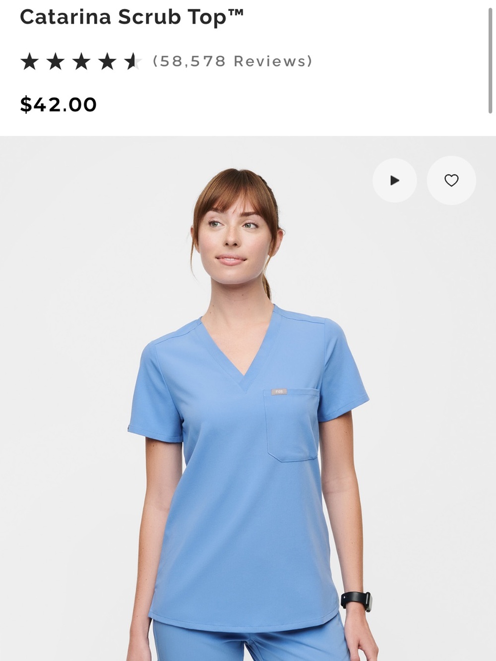 S FIGS Catarina Scrub Top in Ceil Blue